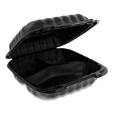 Earthchoice Smartlock Microwavable Hinged Lid Containers, 3-compartment, 8.3 X 8.3 X 3.4, Black, 200-carton