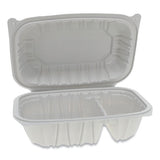 Vented Microwavable Hinged-lid Takeout Container, 2-compartment, 9 X 6 X 3.1, White, 170-carton