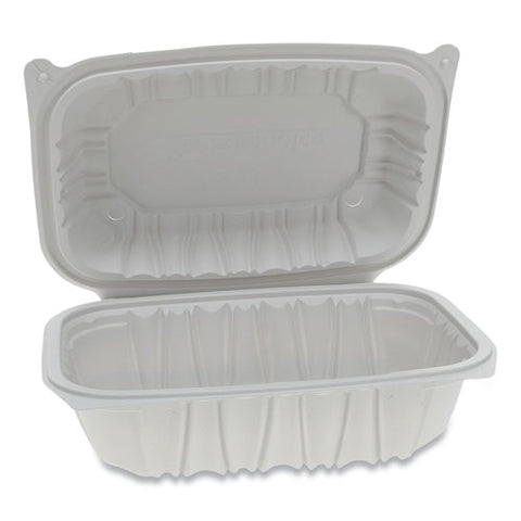 Vented Microwavable Hinged-lid Takeout Container, 9 X 6 X 3.1, White, 170-carton