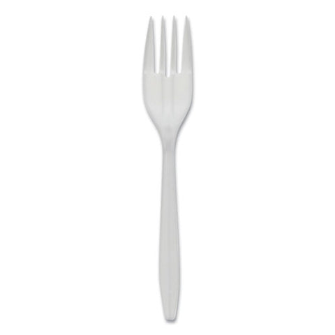 Fieldware Polypropylene Cutlery, Fork, Mediumweight, White, 1,000-carton