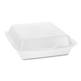 Foam Hinged Lid Containers, Dual Tab Lock Happy Face, 8 X 7.75 X 2.25, White, 200-carton