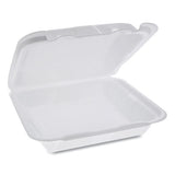 Foam Hinged Lid Containers, Dual Tab Lock Happy Face, 8 X 7.75 X 2.25, White, 200-carton