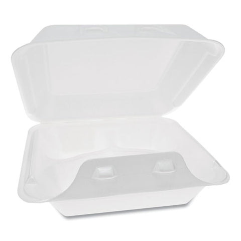 Smartlock Foam Hinged Containers, Medium, 3-compartment, 8 X 8.5 X 3, White, 150-carton