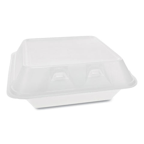 Smartlock Foam Hinged Containers, Medium, 3-compartment, 8 X 8.5 X 3, White, 150-carton