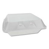 Smartlock Vented Foam Hinged Lid Containers, 3-compartment, 9 X 9.25 X 3.25, White, 150-carton