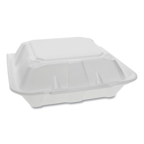 Foam Hinged Lid Containers, Dual Tab Lock, 9.13 X 9 X 3.25, White, 150-carton