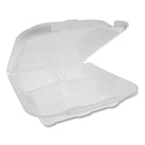 Foam Hinged Lid Containers, Dual Tab Lock Economy, 3-compartment, 9.13 X 9 X 3.25, White, 150-carton