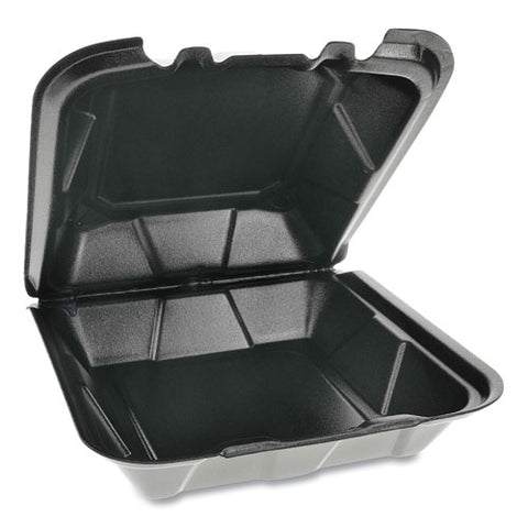 Foam Hinged Lid Containers, Dual Tab Lock, 9 X 9 X 3.25, Black, 150-carton