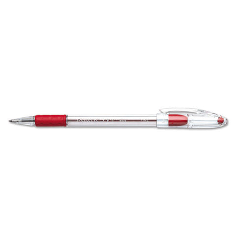 R.s.v.p. Stick Ballpoint Pen, Fine 0.7mm, Red Ink, Clear-red Barrel, Dozen