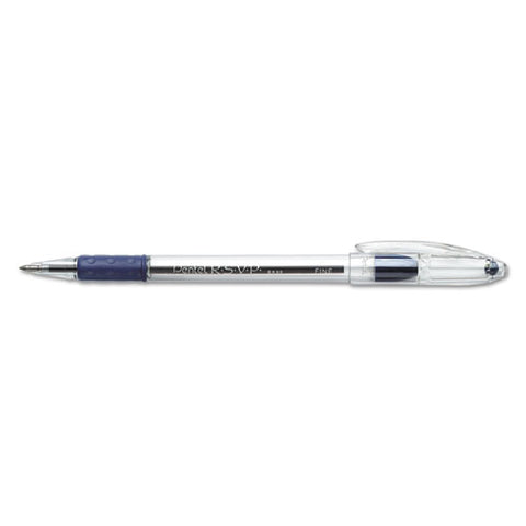 R.s.v.p. Stick Ballpoint Pen, Fine 0.7mm, Blue Ink, Clear-blue Barrel, Dozen