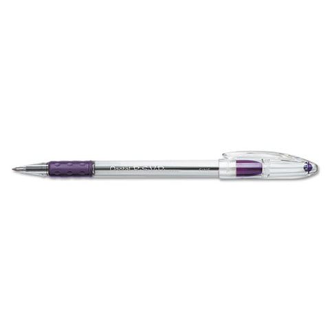 R.s.v.p. Stick Ballpoint Pen, Fine 0.7mm, Violet Ink, Clear-violet Barrel, Dozen