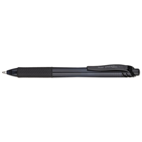 Energel-x Retractable Gel Pen, 1 Mm Metal Tip, Black Ink, Smoke Barrel, Dozen