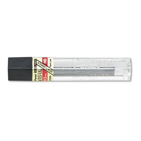 Super Hi-polymer Lead Refills, 0.5 Mm, Hb, Black, 12-tube
