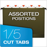 Surehook Hanging Pocket File, Letter Size, 1-5-cut Tab, Standard Green, 4-pack