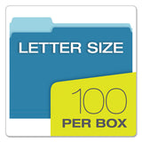 Colored File Folders, 1-3-cut Tabs, Letter Size, Blue-light Blue, 100-box