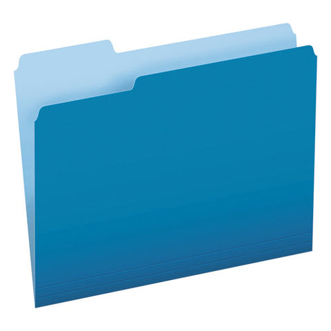 Colored File Folders, 1-3-cut Tabs, Letter Size, Blue-light Blue, 100-box