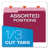Colored File Folders, 1-3-cut Tabs, Letter Size, Burgundy-light Burgundy, 100-box