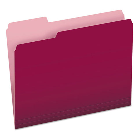 Colored File Folders, 1-3-cut Tabs, Letter Size, Burgundy-light Burgundy, 100-box