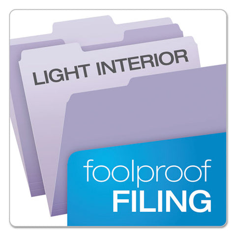 Colored File Folders, 1-3-cut Tabs, Letter Size, Lavender-light Lavender, 100-box