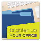 Colored File Folders, 1-3-cut Tabs, Letter Size, Navy Blue-light Blue, 100-box