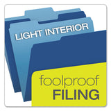 Colored File Folders, 1-3-cut Tabs, Letter Size, Navy Blue-light Blue, 100-box