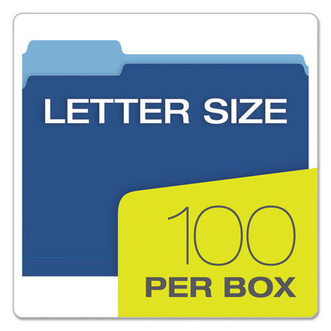 Colored File Folders, 1-3-cut Tabs, Letter Size, Navy Blue-light Blue, 100-box