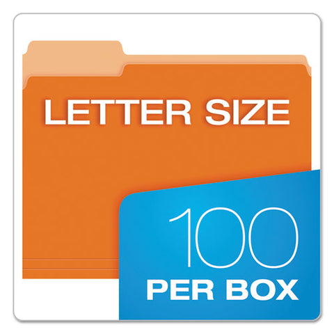 Colored File Folders, 1-3-cut Tabs, Letter Size, Orange-light Orange, 100-box