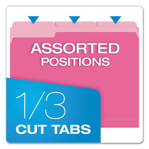 Colored File Folders, 1-3-cut Tabs, Letter Size, Pink-light Pink, 100-box