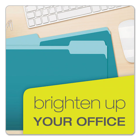 Colored File Folders, 1-3-cut Tabs, Letter Size, Teal-light Teal, 100-box