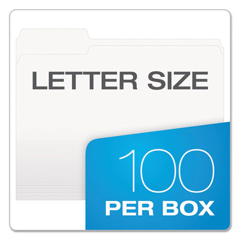 Colored File Folders, 1-3-cut Tabs, Letter Size, White, 100-box