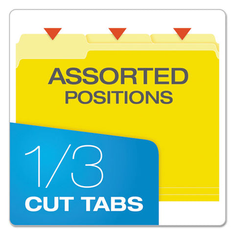 Colored File Folders, 1-3-cut Tabs, Letter Size, Yellowith Light Yellow, 100-box