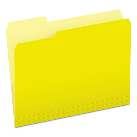 Colored File Folders, 1-3-cut Tabs, Letter Size, Yellowith Light Yellow, 100-box