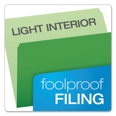 Colored File Folders, Straight Tab, Letter Size, Green-light Green, 100-box