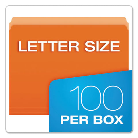 Colored File Folders, Straight Tab, Letter Size, Orange-light Orange, 100-box