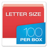 Colored File Folders, Straight Tab, Letter Size, Red-light Red, 100-box