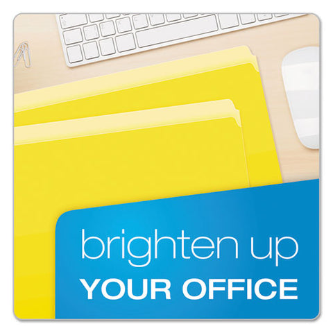 Colored File Folders, Straight Tab, Letter Size, Yellowith Light Yellow, 100-box