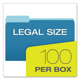 Colored File Folders, 1-3-cut Tabs, Legal Size, Blue-light Blue, 100-box