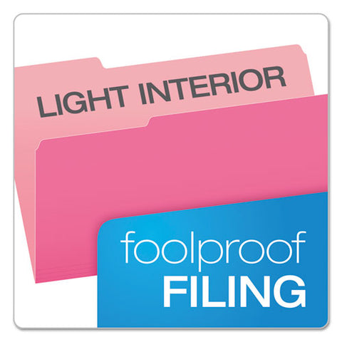 Colored File Folders, 1-3-cut Tabs, Legal Size, Pink-light Pink, 100-box