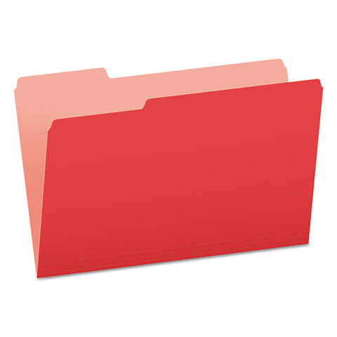 Colored File Folders, 1-3-cut Tabs, Legal Size, Red-light Red, 100-box
