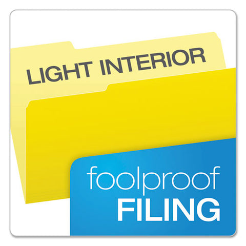 Colored File Folders, 1-3-cut Tabs, Legal Size, Yellowith Light Yellow, 100-box