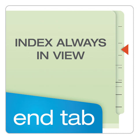 End Tab Classification Folders, 1 Divider, Letter Size, Pale Green, 10-box