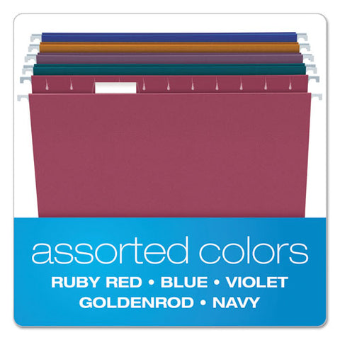 Earthwise By Pendaflex 100% Recycled Colored Hanging File Folders, Letter Size, 1-5-cut Tab, Assorted, 20-box