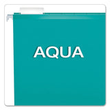 Colored Reinforced Hanging Folders, Letter Size, 1-5-cut Tab, Aqua, 25-box