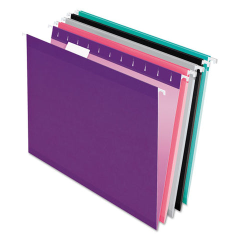 Colored Reinforced Hanging Folders, Letter Size, 1-5-cut Tab, Assorted, 25-box