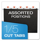 Colored Reinforced Hanging Folders, Letter Size, 1-5-cut Tab, Black, 25-box