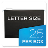 Colored Reinforced Hanging Folders, Letter Size, 1-5-cut Tab, Black, 25-box
