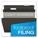Colored Reinforced Hanging Folders, Letter Size, 1-5-cut Tab, Black, 25-box