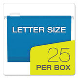 Colored Reinforced Hanging Folders, Letter Size, 1-5-cut Tab, Blue, 25-box