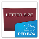 Colored Reinforced Hanging Folders, Letter Size, 1-5-cut Tab, Burgundy, 25-box