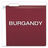 Colored Reinforced Hanging Folders, Letter Size, 1-5-cut Tab, Burgundy, 25-box
